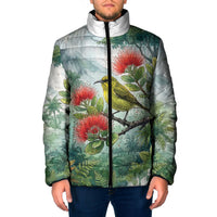 Aloha Hawaii Amakihi Ohia Lehua Watercolor Padded Jacket LT14 Men Watercolor - Polynesian Pride