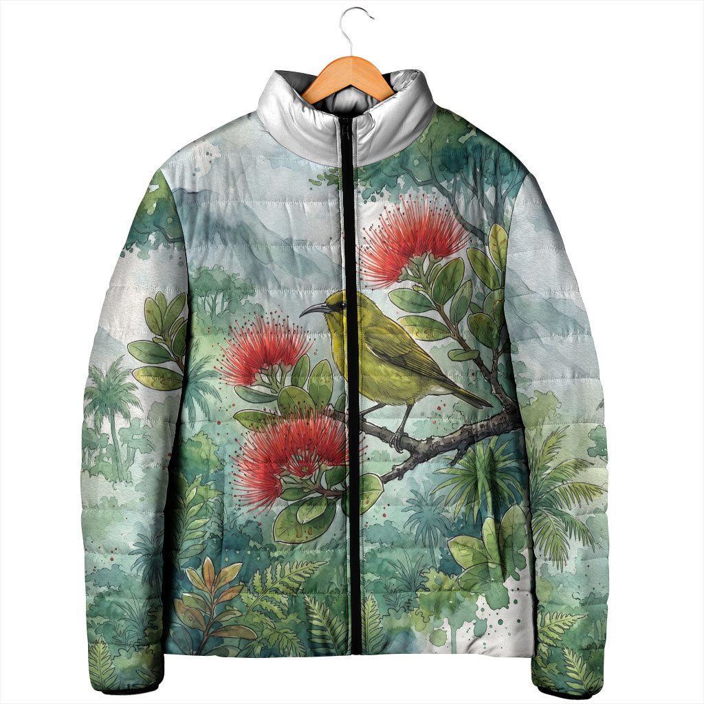 Aloha Hawaii Amakihi Ohia Lehua Watercolor Padded Jacket LT14 - Polynesian Pride