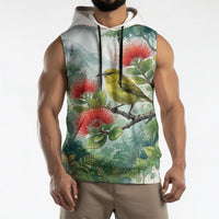 Aloha Hawaii Amakihi Ohia Lehua Watercolor Sleeveless Hoodie LT14 - Polynesian Pride