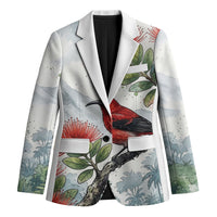 Aloha Hawaii Apapane Ohia Lehua Watercolor Blazer LT14 Unisex Watercolor - Polynesian Pride