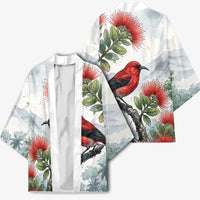 Aloha Hawaii Apapane Ohia Lehua Watercolor Kimono