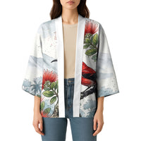 Aloha Hawaii Apapane Ohia Lehua Watercolor Kimono