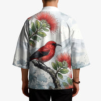Aloha Hawaii Apapane Ohia Lehua Watercolor Kimono