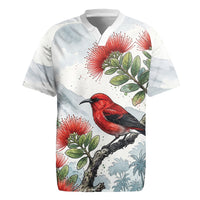Aloha Hawaii Apapane Ohia Lehua Watercolor Rugby Jersey LT14 Watercolor - Polynesian Pride