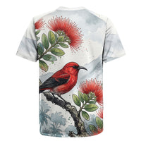 Aloha Hawaii Apapane Ohia Lehua Watercolor Rugby Jersey LT14 - Polynesian Pride