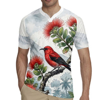 Aloha Hawaii Apapane Ohia Lehua Watercolor Rugby Jersey LT14 - Polynesian Pride