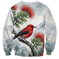 Aloha Hawaii Apapane Ohia Lehua Watercolor Sweatshirt