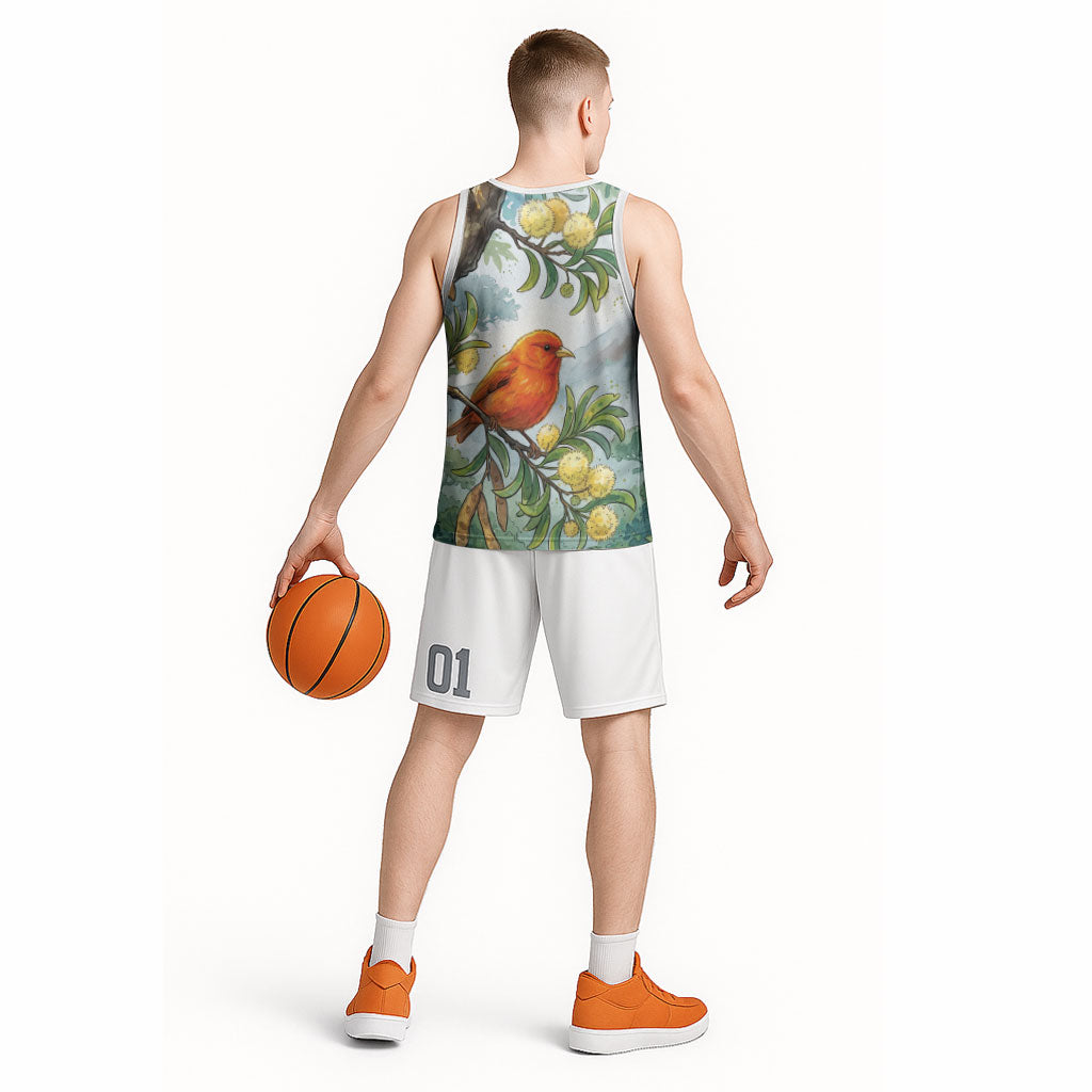 Aloha Hawaii Akepa Koa Tree Watercolor Basketball Jersey