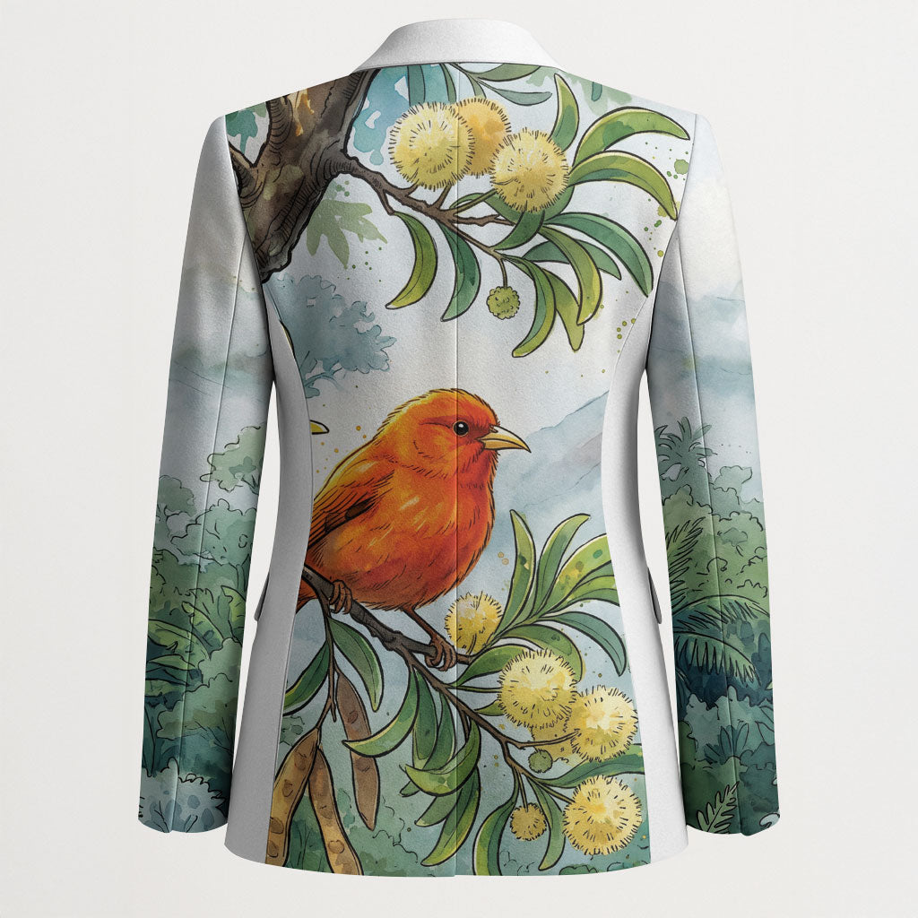 Aloha Hawaii Akepa Koa Tree Watercolor Blazer