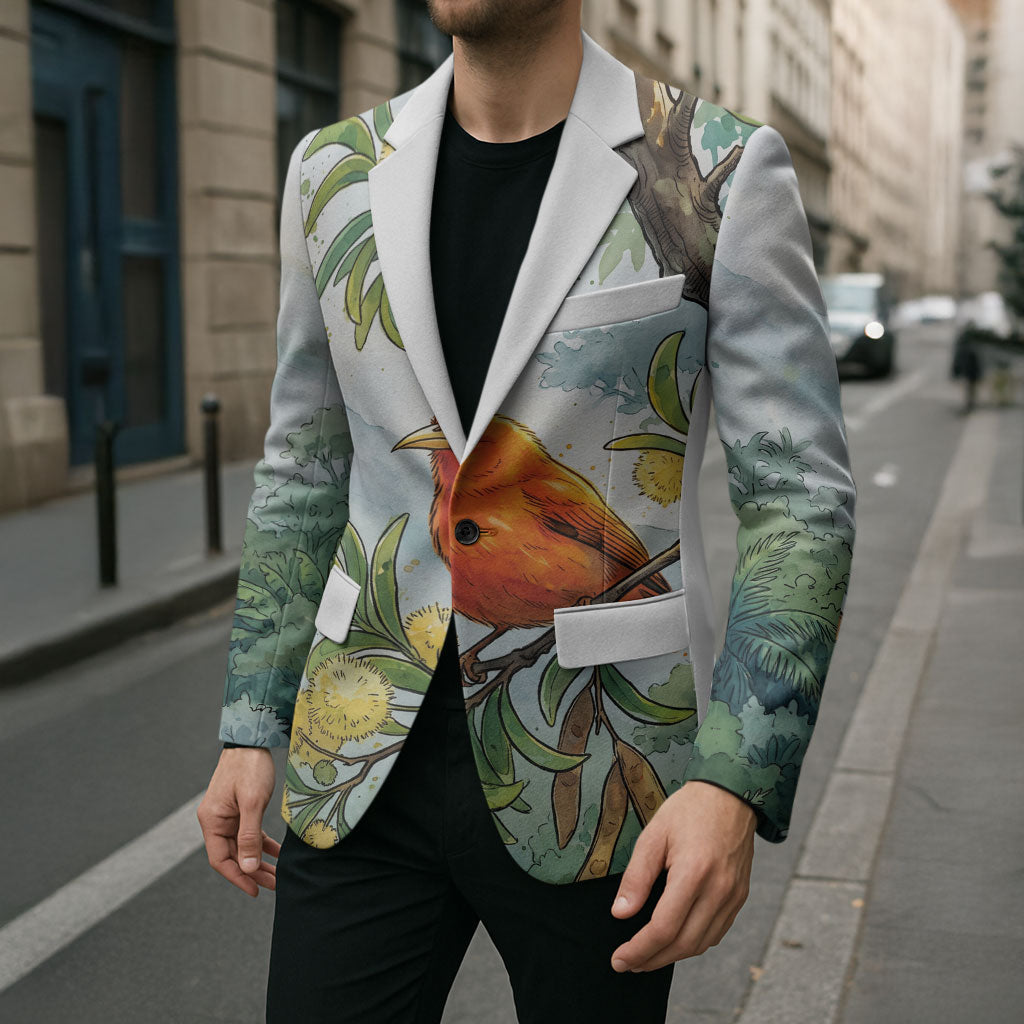 Aloha Hawaii Akepa Koa Tree Watercolor Blazer