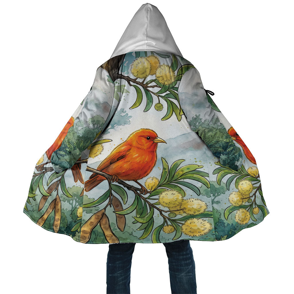 Aloha Hawaii Akepa Koa Tree Watercolor Cloak