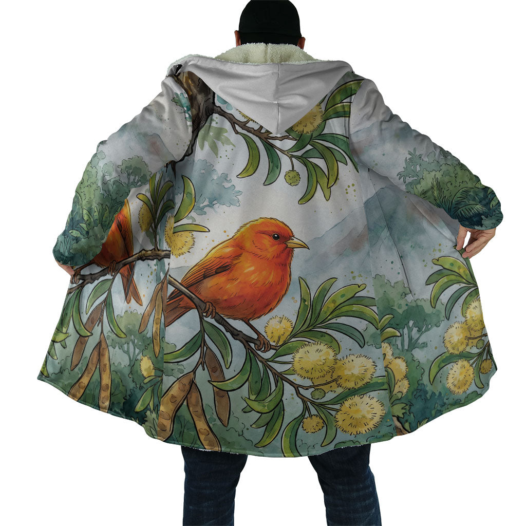 Aloha Hawaii Akepa Koa Tree Watercolor Cloak