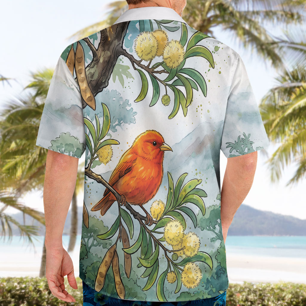 Aloha Hawaii Akepa Koa Tree Watercolor Hawaiian Shirt LT14 - Polynesian Pride