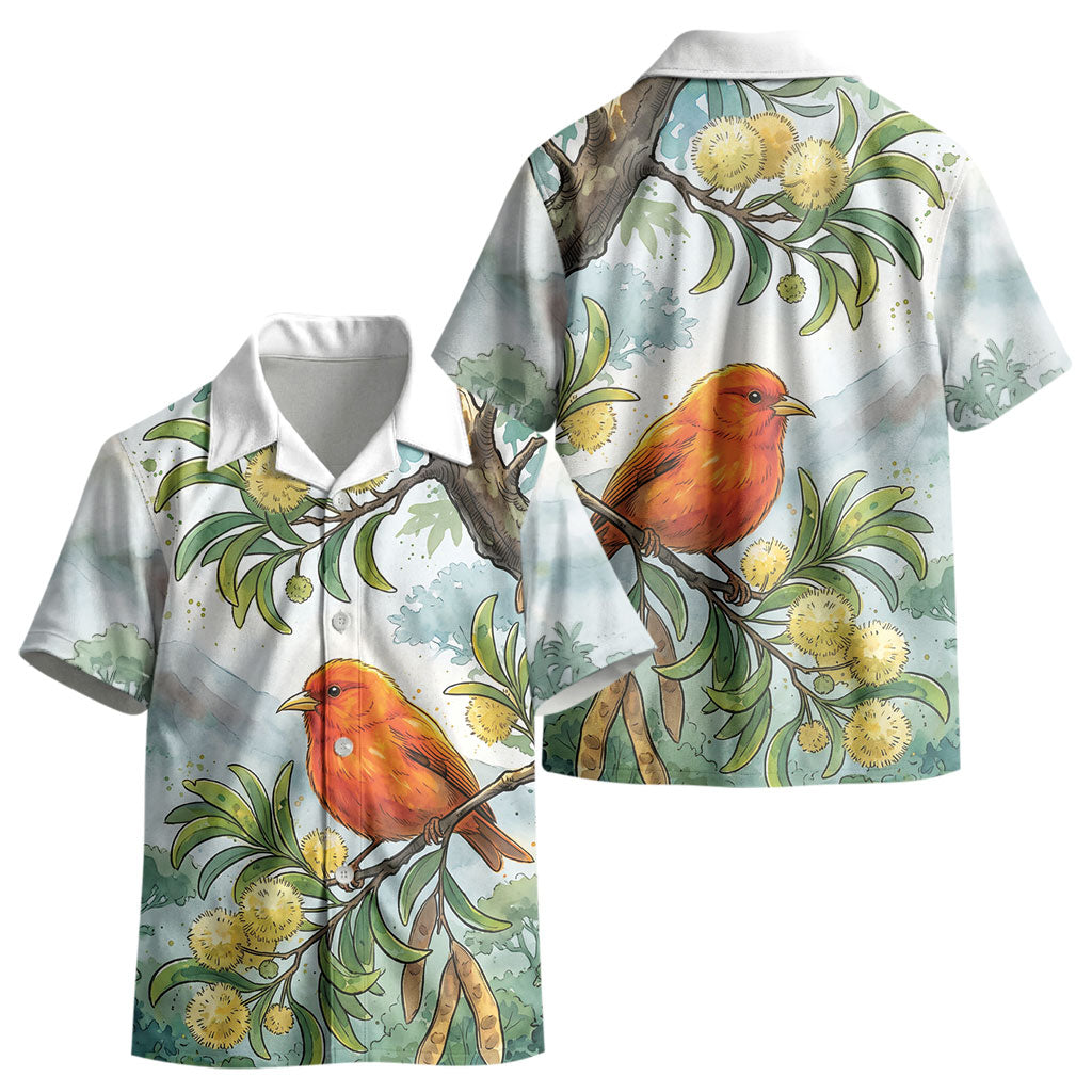 Aloha Hawaii Akepa Koa Tree Watercolor Kid Hawaiian Shirt