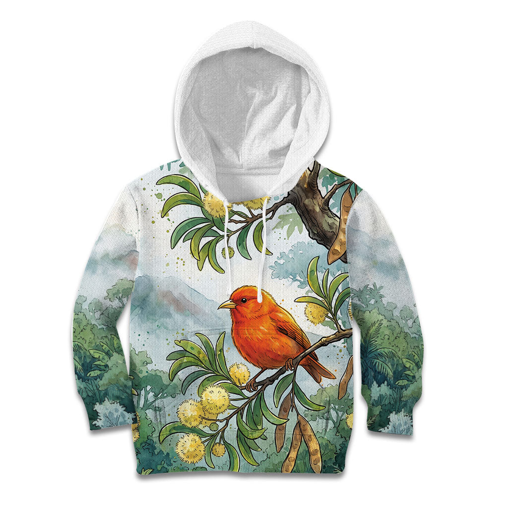 Aloha Hawaii Akepa Koa Tree Watercolor Kid Hoodie LT14 Hoodie Watercolor - Polynesian Pride