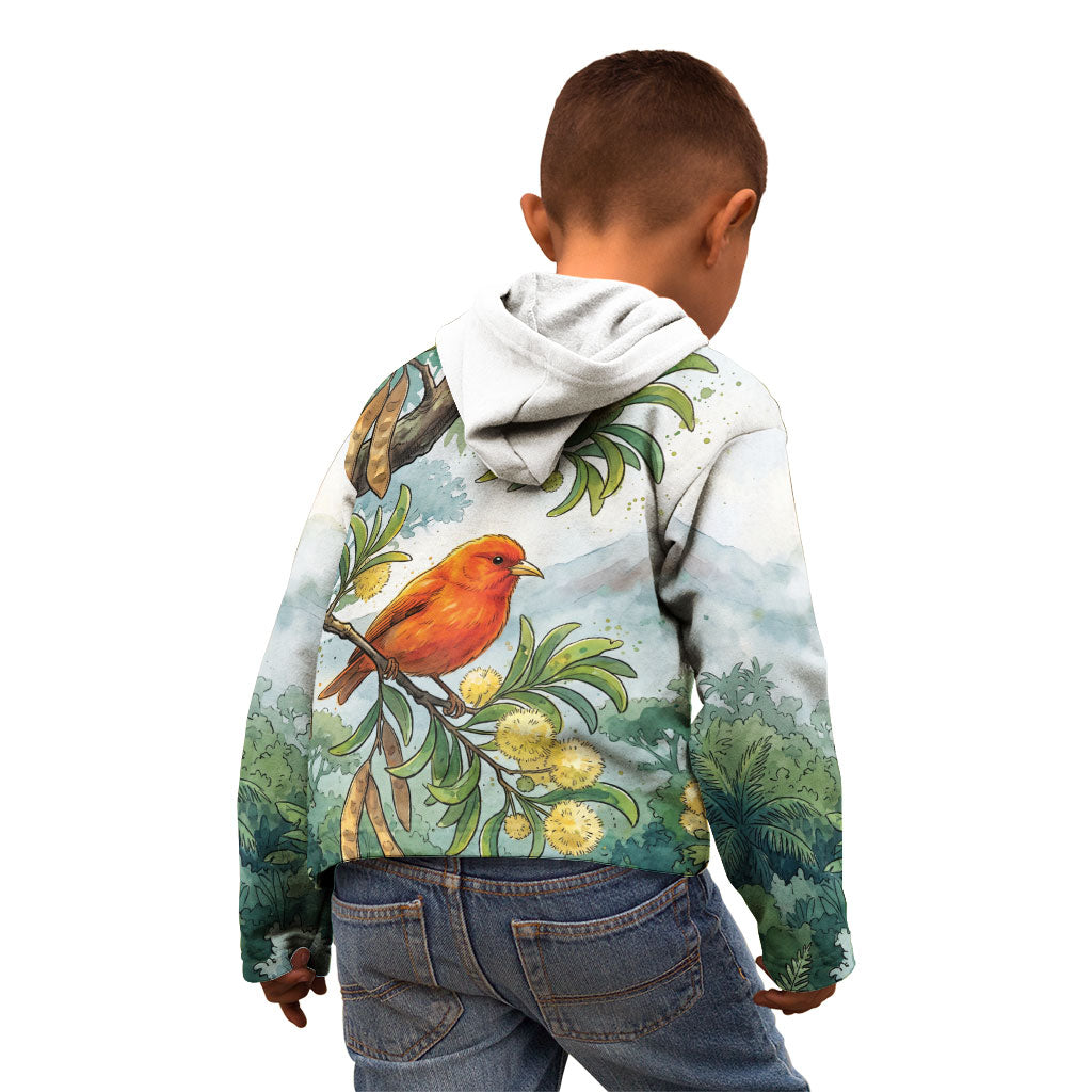Aloha Hawaii Akepa Koa Tree Watercolor Kid Hoodie LT14 - Polynesian Pride