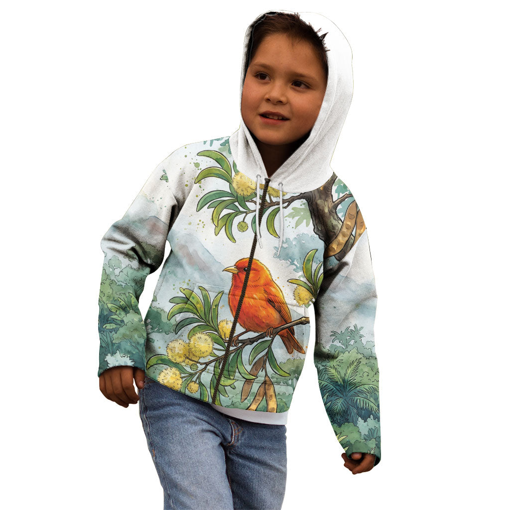 Aloha Hawaii Akepa Koa Tree Watercolor Kid Hoodie LT14 - Polynesian Pride