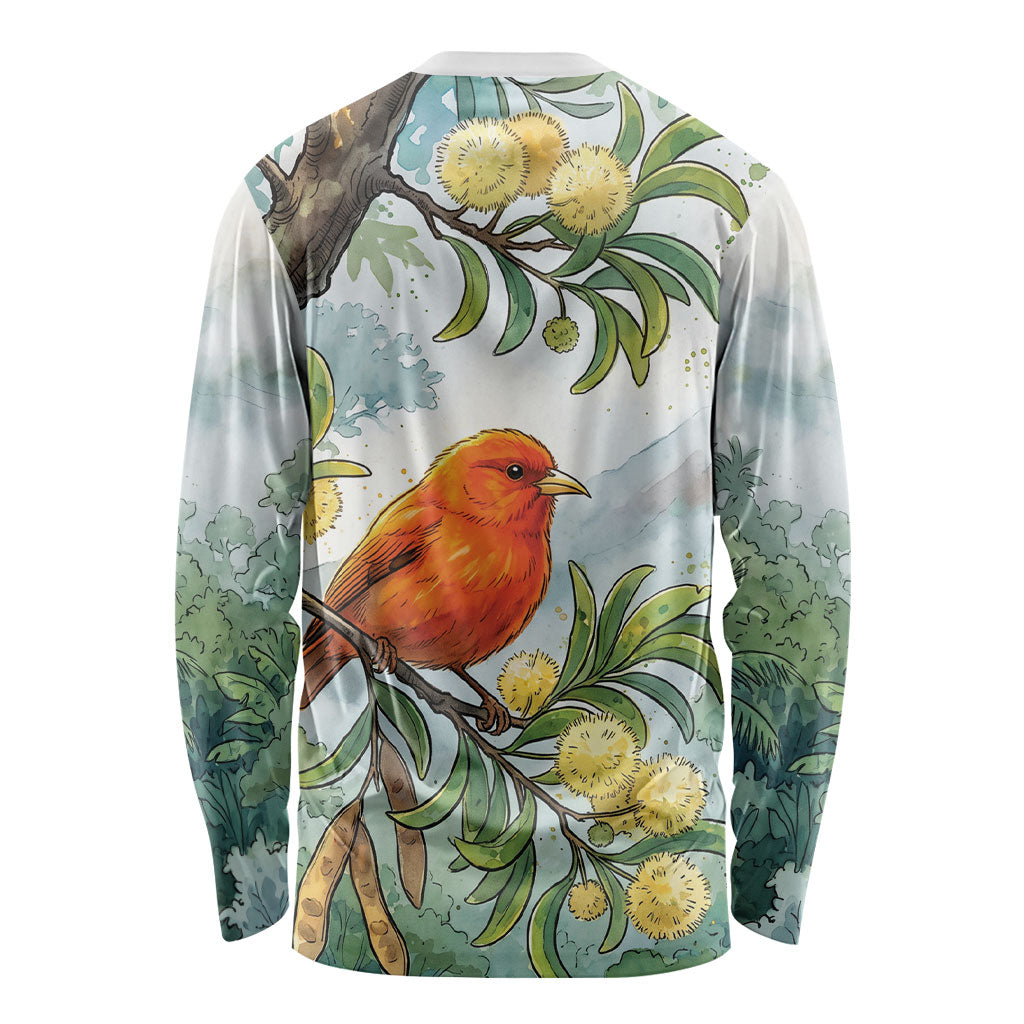 Aloha Hawaii Akepa Koa Tree Watercolor Long Sleeve Shirt LT14 - Polynesian Pride