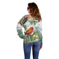 Aloha Hawaii Akepa Koa Tree Watercolor Off Shoulder Sweater LT14 - Polynesian Pride