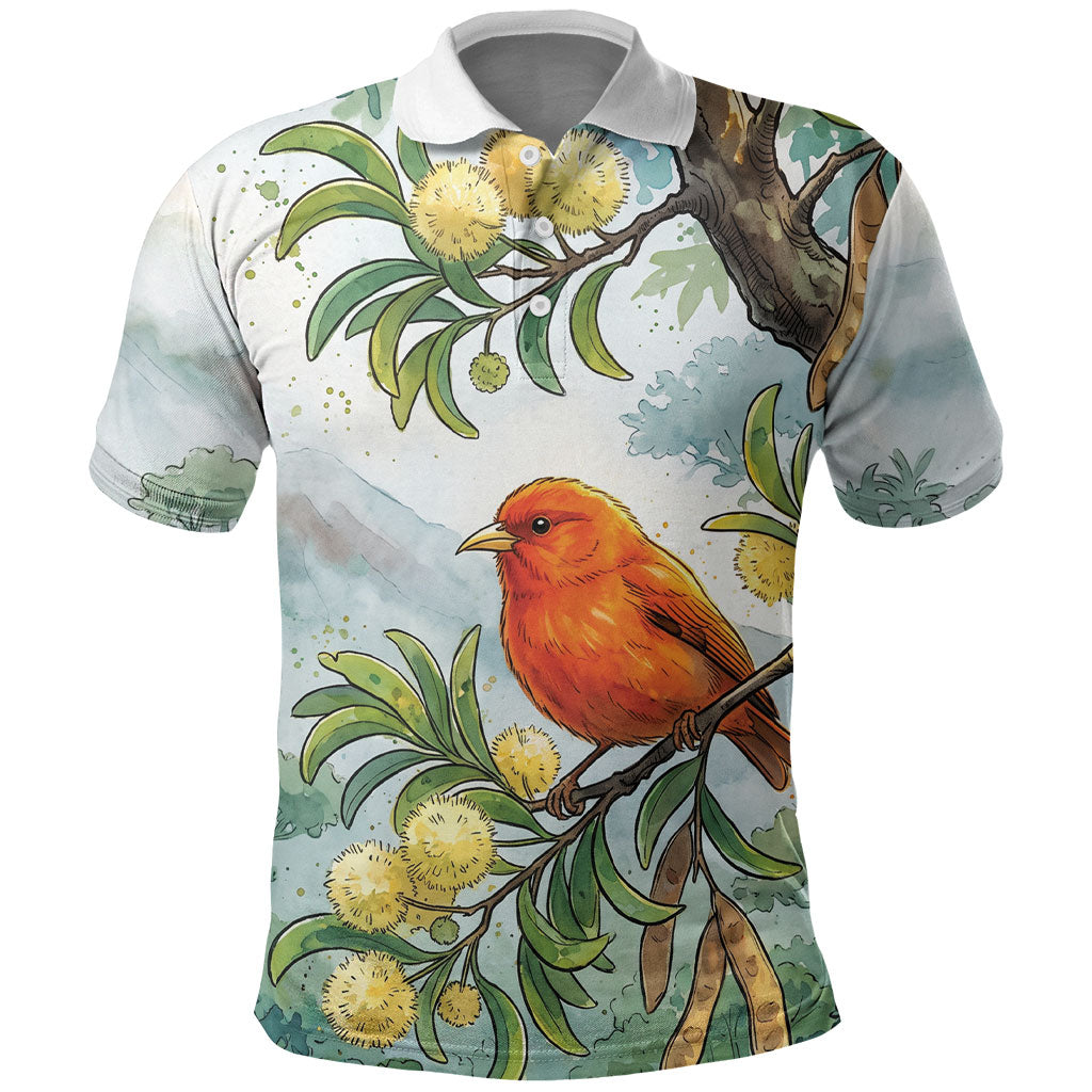 Aloha Hawaii Akepa Koa Tree Watercolor Polo Shirt LT14 Watercolor - Polynesian Pride