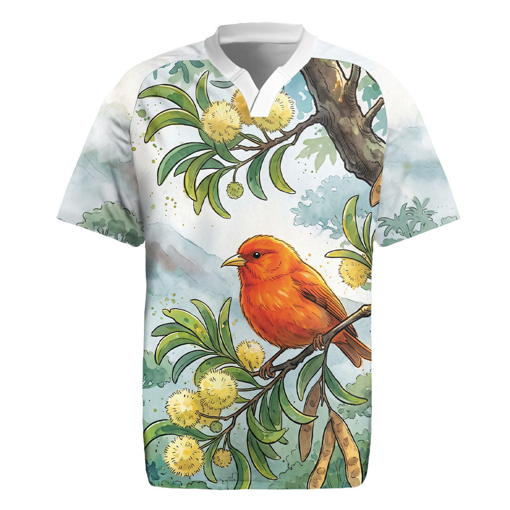 Aloha Hawaii Akepa Koa Tree Watercolor Rugby Jersey LT14 Watercolor - Polynesian Pride