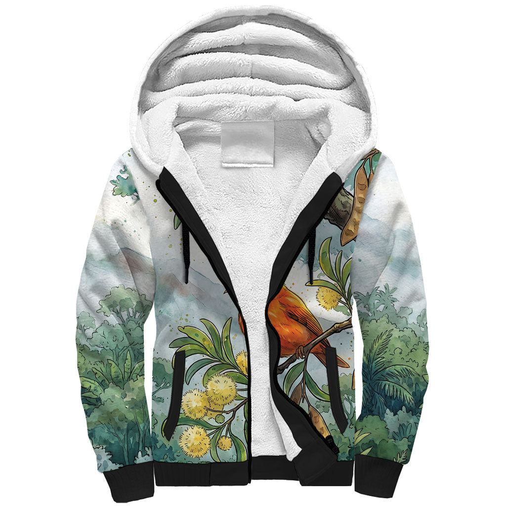 Aloha Hawaii Akepa Koa Tree Watercolor Sherpa Hoodie LT14 Unisex Watercolor - Polynesian Pride