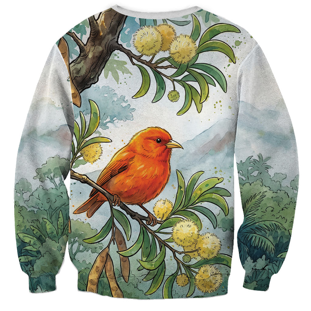 Aloha Hawaii Akepa Koa Tree Watercolor Sweatshirt LT14 - Polynesian Pride