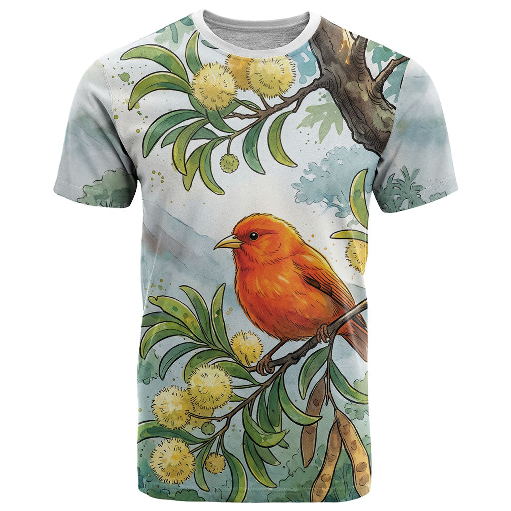 Aloha Hawaii Akepa Koa Tree Watercolor T Shirt