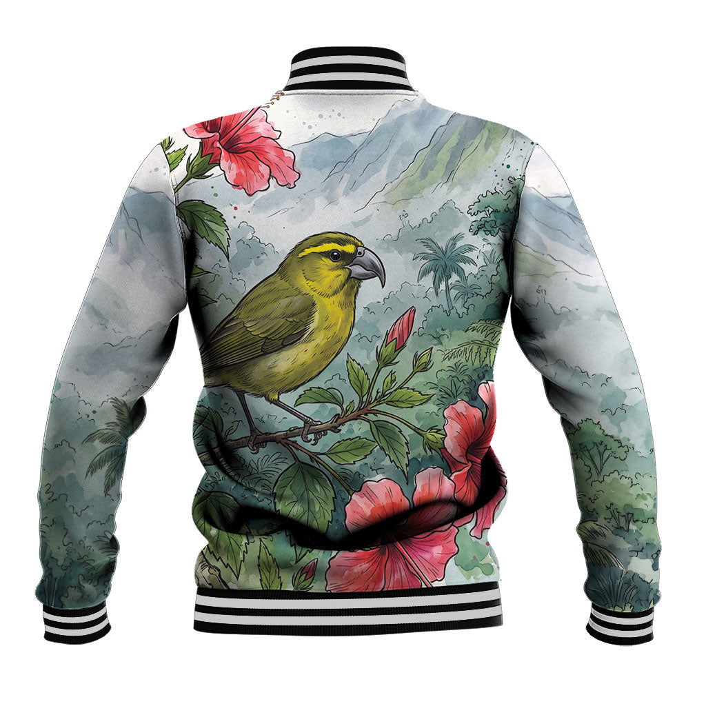Aloha Hawaii Maui Parrotbill Hibiscus Watercolor Baseball Jacket LT14 - Polynesian Pride