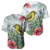 Aloha Hawaii Maui Parrotbill Hibiscus Watercolor Baseball Jersey