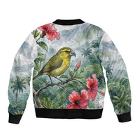 Aloha Hawaii Maui Parrotbill Hibiscus Watercolor Bomber Jacket LT14 - Polynesian Pride