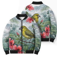 Aloha Hawaii Maui Parrotbill Hibiscus Watercolor Bomber Puffer Jacket LT14 - Polynesian Pride
