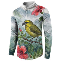 Aloha Hawaii Maui Parrotbill Hibiscus Watercolor Button Sweatshirt LT14 - Polynesian Pride