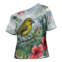 Aloha Hawaii Maui Parrotbill Hibiscus Watercolor Cross Shoulder Shirt LT14 - Polynesian Pride