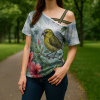 Aloha Hawaii Maui Parrotbill Hibiscus Watercolor Cross Shoulder Shirt LT14 - Polynesian Pride