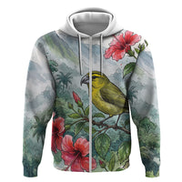 Aloha Hawaii Maui Parrotbill Hibiscus Watercolor Hoodie LT14 Zip Hoodie Watercolor - Polynesian Pride