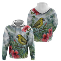 Aloha Hawaii Maui Parrotbill Hibiscus Watercolor Hoodie LT14 - Polynesian Pride
