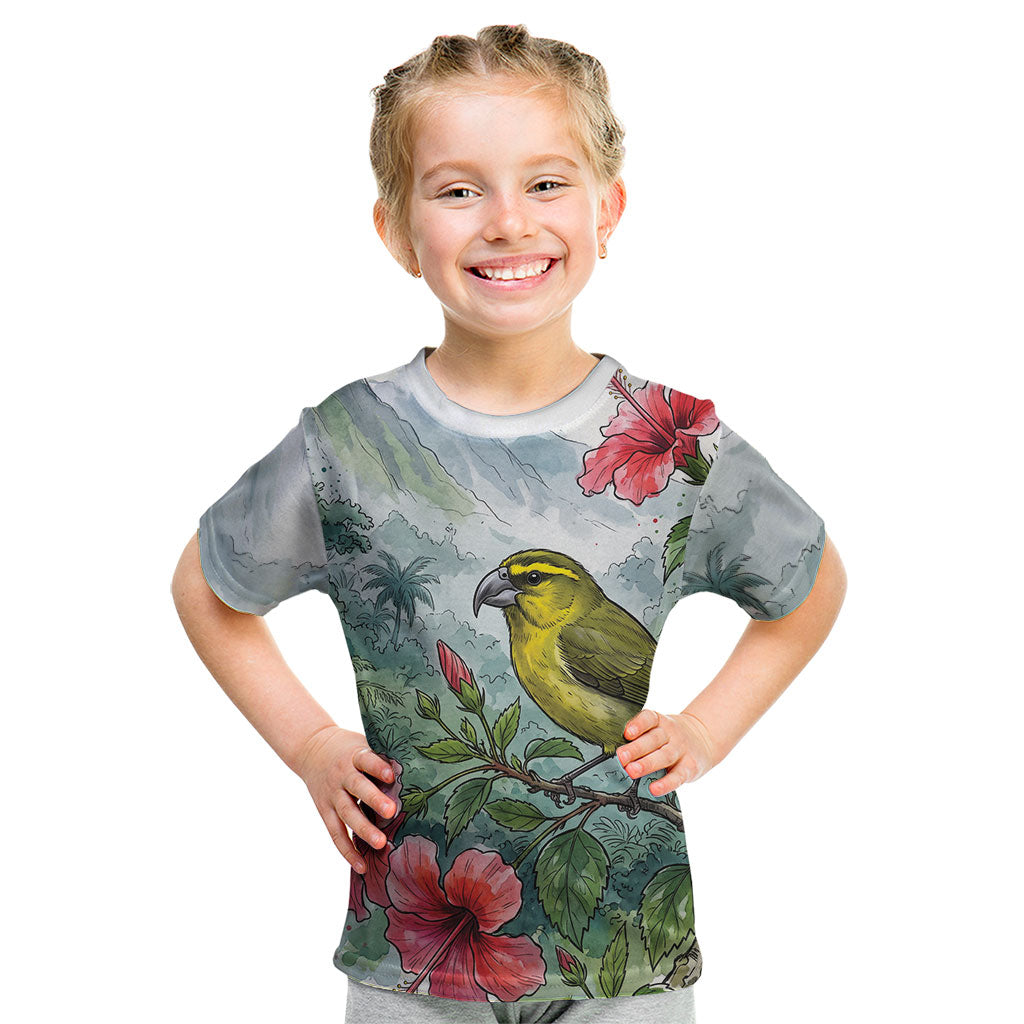 Aloha Hawaii Maui Parrotbill Hibiscus Watercolor Kid T Shirt LT14 Watercolor - Polynesian Pride