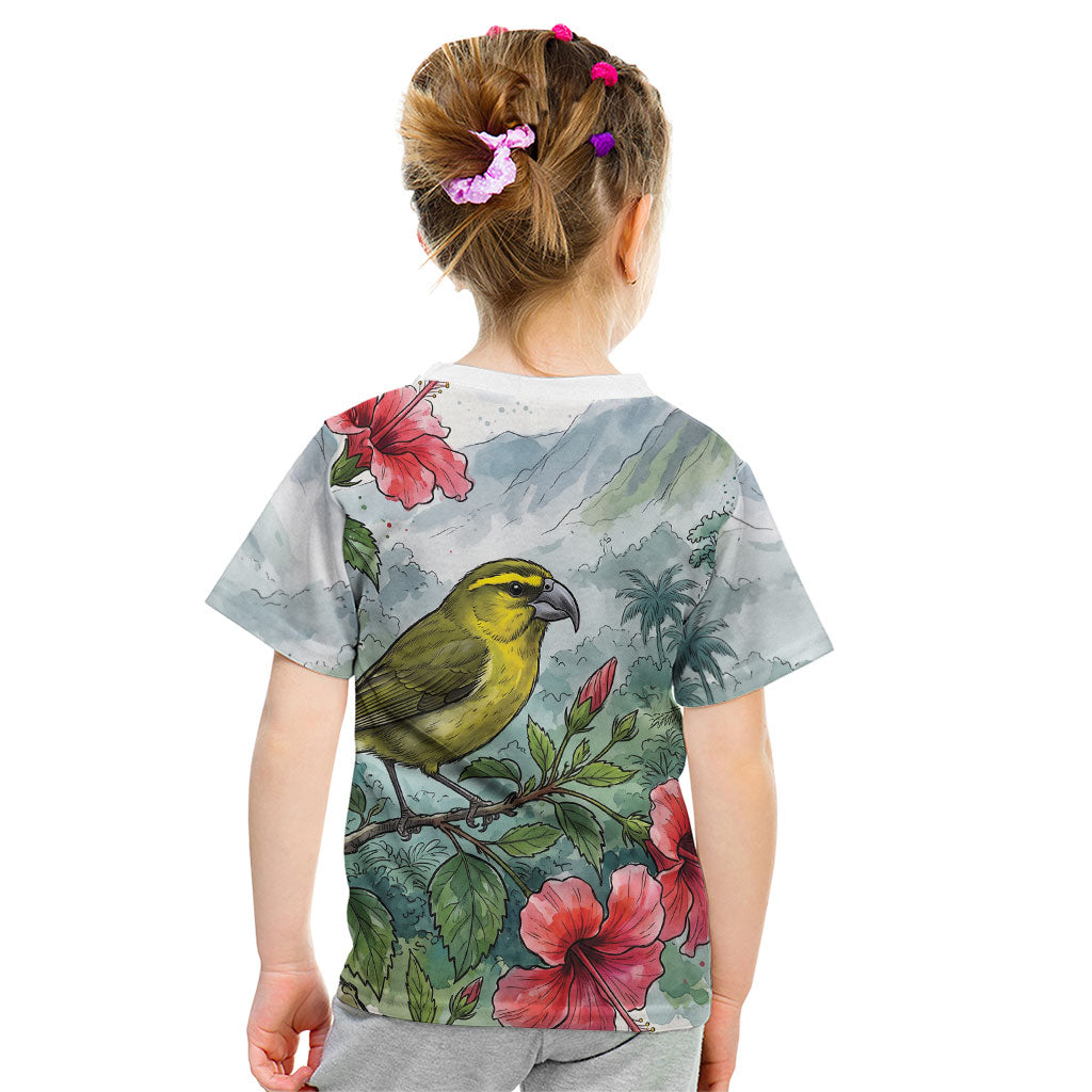 Aloha Hawaii Maui Parrotbill Hibiscus Watercolor Kid T Shirt LT14 - Polynesian Pride