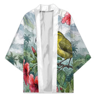 Aloha Hawaii Maui Parrotbill Hibiscus Watercolor Kimono