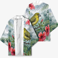 Aloha Hawaii Maui Parrotbill Hibiscus Watercolor Kimono