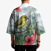 Aloha Hawaii Maui Parrotbill Hibiscus Watercolor Kimono