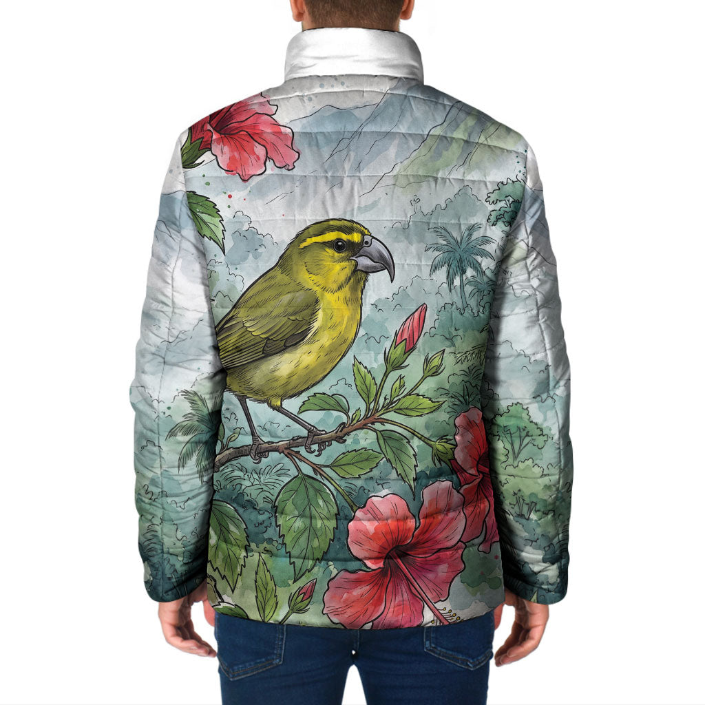 Aloha Hawaii Maui Parrotbill Hibiscus Watercolor Padded Jacket LT14 - Polynesian Pride