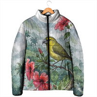 Aloha Hawaii Maui Parrotbill Hibiscus Watercolor Padded Jacket LT14 - Polynesian Pride