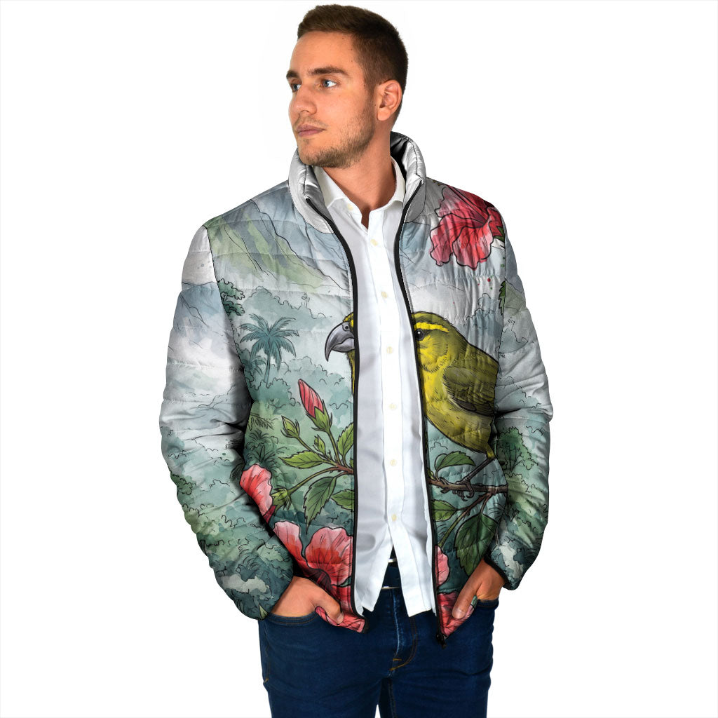 Aloha Hawaii Maui Parrotbill Hibiscus Watercolor Padded Jacket LT14 - Polynesian Pride