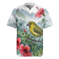 Aloha Hawaii Maui Parrotbill Hibiscus Watercolor Rugby Jersey LT14 Watercolor - Polynesian Pride