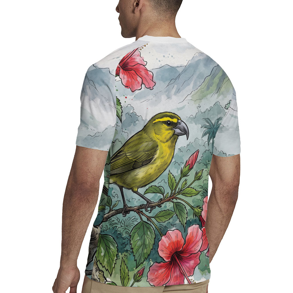 Aloha Hawaii Maui Parrotbill Hibiscus Watercolor Rugby Jersey LT14 - Polynesian Pride