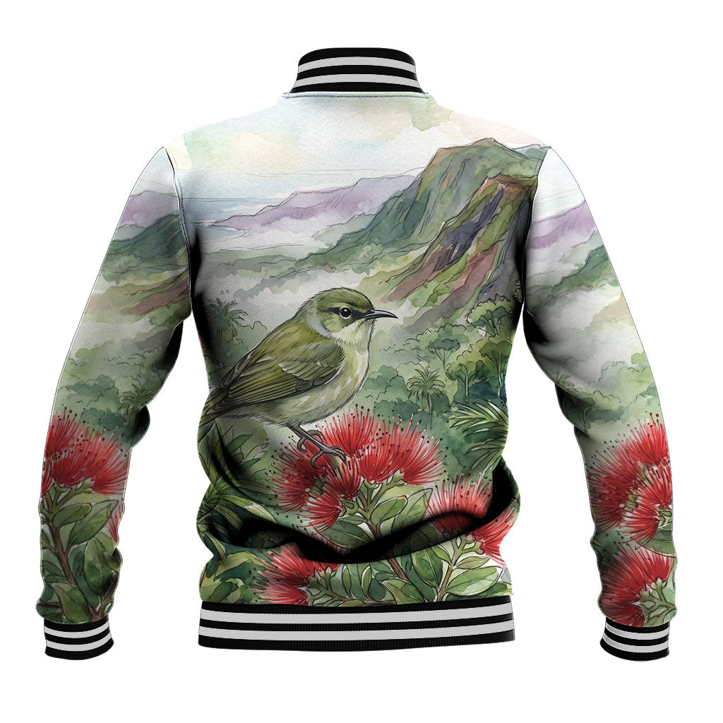 Aloha Hawaii Creeper Ohia Lehua Watercolor Baseball Jacket LT14 - Polynesian Pride