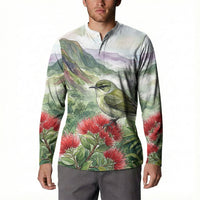 Aloha Hawaii Creeper Ohia Lehua Watercolor Button Sweatshirt LT14 - Polynesian Pride