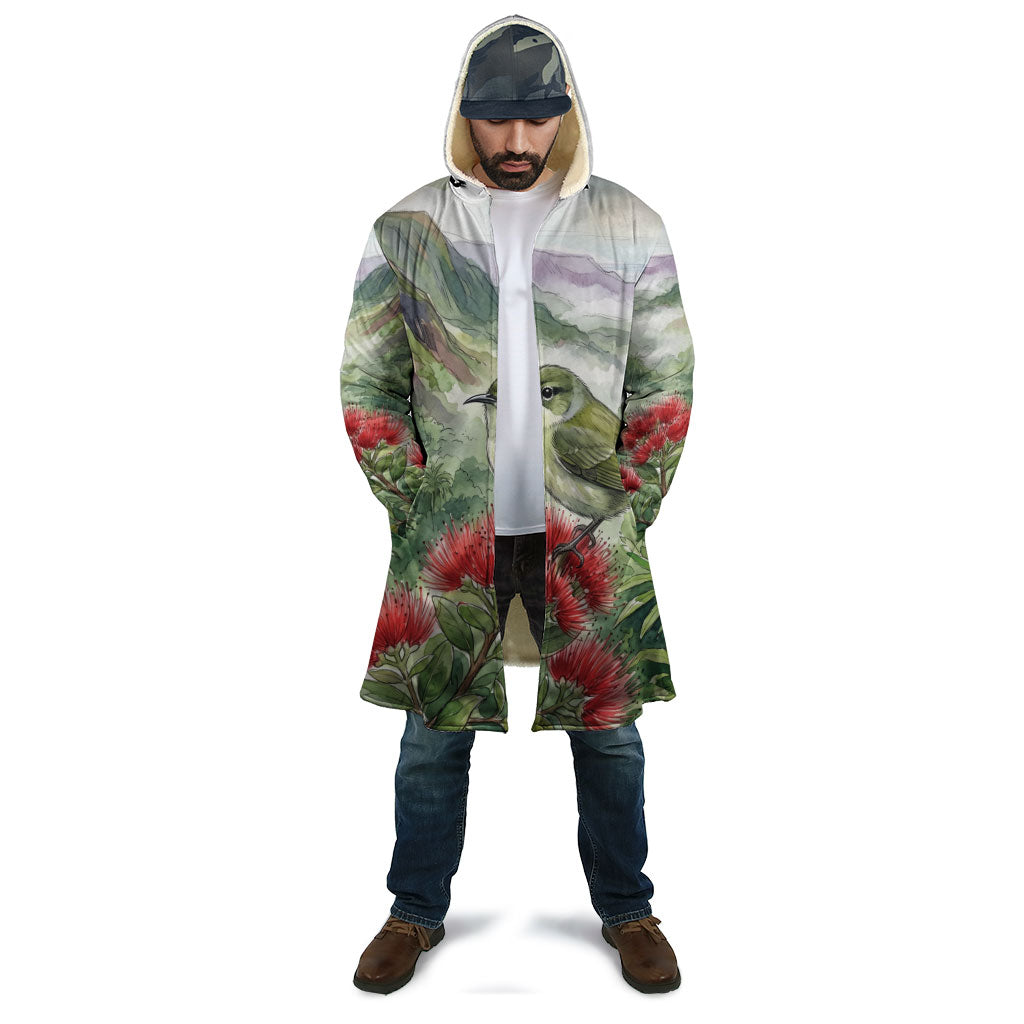 Aloha Hawaii Creeper Ohia Lehua Watercolor Cloak
